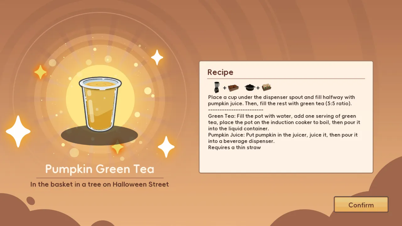 Boba Cafe Simulator Halloween Recipes - Pumpkin Green Tea 4 Boba Cafe Simulator Halloween Recipes - Pumpkin Green Tea 4